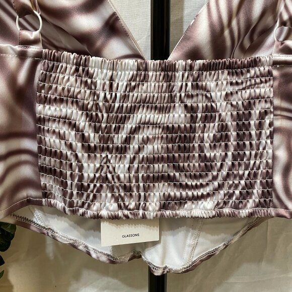 Glassons Brown Swirl  Corset-Brown, White-Sz 10 - Picture 5 of 9